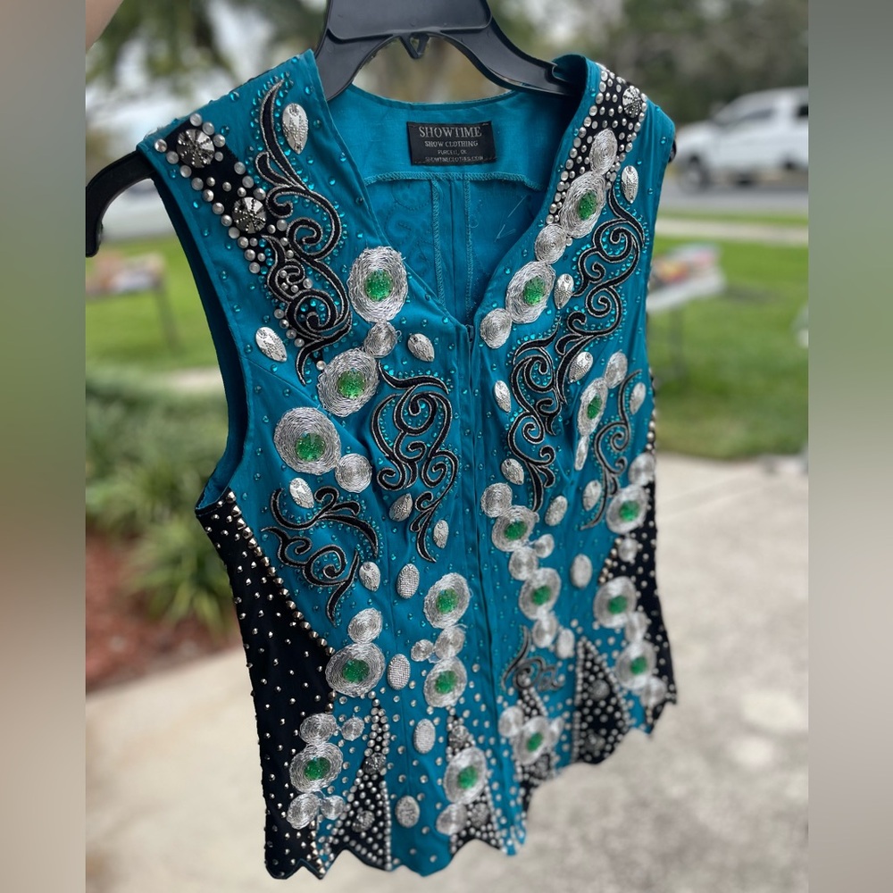 Showtime Blue Western Horse Show Outfit with Black Undershirt Size S/M